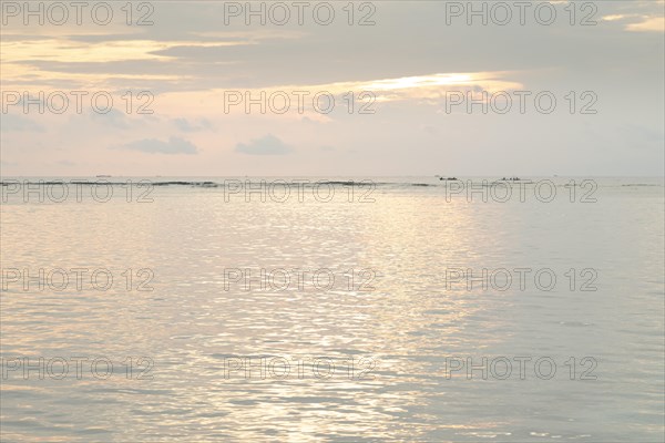 Lombok and Gili Air islands, overcast, cloudy day, sky and sea. Vacation, travel, tropics concept, no people. Sunset, sand beach