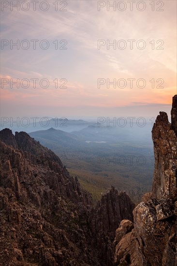 Sunset on the summit of Mount Field National Park in Tasmania