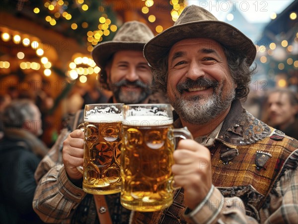 Oktoberfest, beer garden celebrations in the beer tent, AI generated