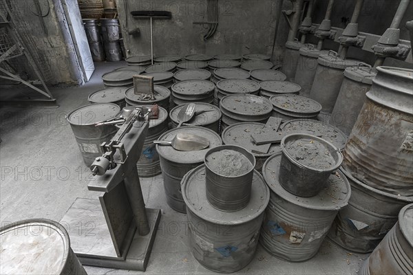 Zinc powder production room in a metal powder mill, founded around 1900, Igensdorf, Upper Franconia, Bavaria, Germany, metal, factory, Europe