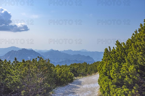 Amazing mountains panorama from 5 Fingers viewing platform in the shape of a hand with five fingers on Mount Krippenstein in the Dachstein Mountains of Upper Austria, Salzkammergut region, Austria, Europe