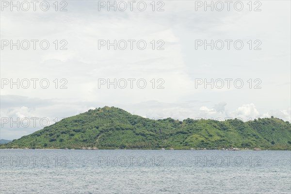 Lombok and Gili Air islands, overcast, cloudy day, sky and sea. Vacation, travel, tropics concept, no people. Sunny day