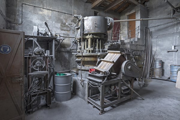 Zinc powder production room in a metal powder mill, founded around 1900, Igensdorf, Upper Franconia, Bavaria, Germany, Europe