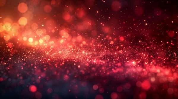 Abstract background of sparkling red and orange bokeh lights, AI generated