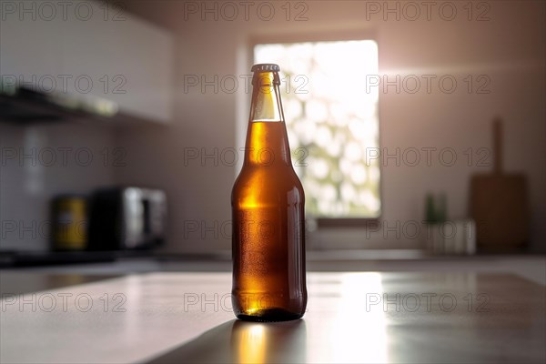 Bottle of beer in kitchen. KI generiert, generiert AI generated