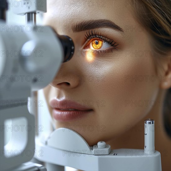 Examination at the ophthalmologist, prevention of poor eyesight, cataracts, blindness, retinal detachments, glasses AI generated