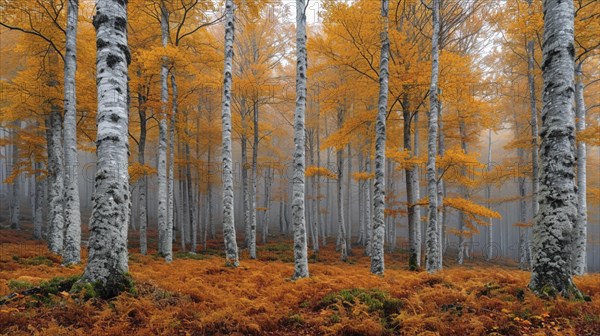 View of a forest at different times of the year, AI generated