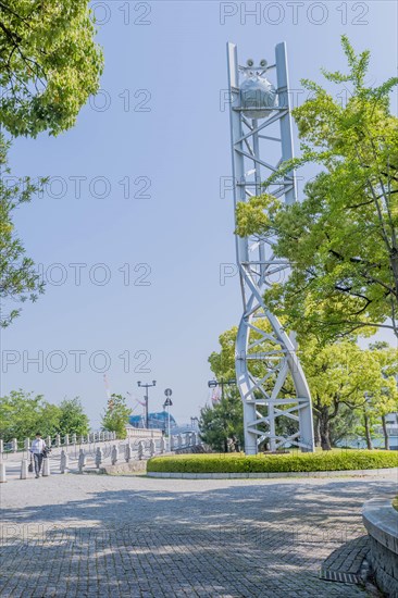 A-bomb clock tower located in Peace Memorial Park in Hiroshima, Japan, Asia