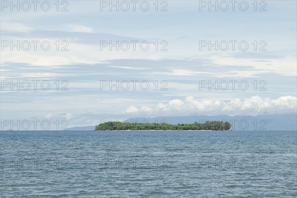 Lombok and Gili Air islands, overcast, cloudy day, sky and sea. Vacation, travel, tropics concept, no people. Sunny day