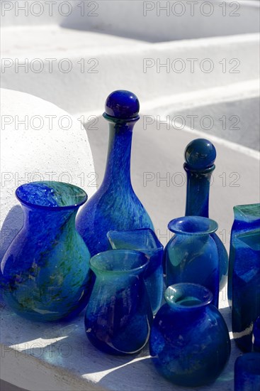 Glassware vases, souvenirs, Thira, Santorini, Cyclades, Greece, Europe