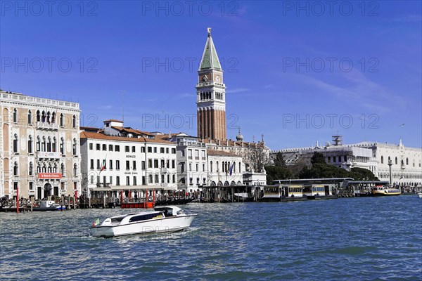 Campanile with St Mark's Square and Doge's Palace, Venice, Veneto, Italy, Europe
