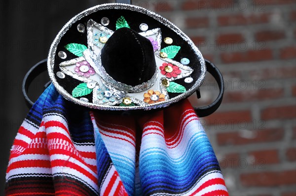 Sombrero, ponchos, souvenirs, Olvera Street, Los Angeles, California, USA, North America