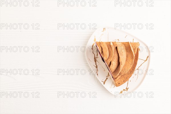 Zephyr or marshmallow cake on white wooden background. top view, flat lay, copy space