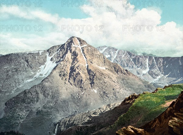 Mount of the Holy Cross is a high and prominent mountain summit in the northern Sawatch Range of the Rocky Mountains of North America, 1890, Historic, digitally restored reproduction from a 19th century original Mount of the Holy Cross is a high and prominent mountain summit in the northern Sawatch Range of the Rocky Mountains of North America, Historic, digitally restored reproduction from a 19th century original