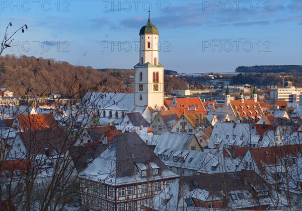 St Martin's Church and the roofs of Biberach an der Riss, Baden-Wuerttemberg, Germany, Europe