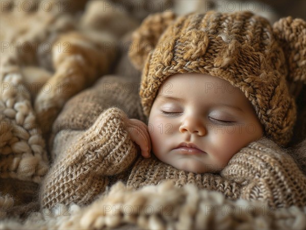 A newborn baby nestled in warm blankets, ai generated, AI generated