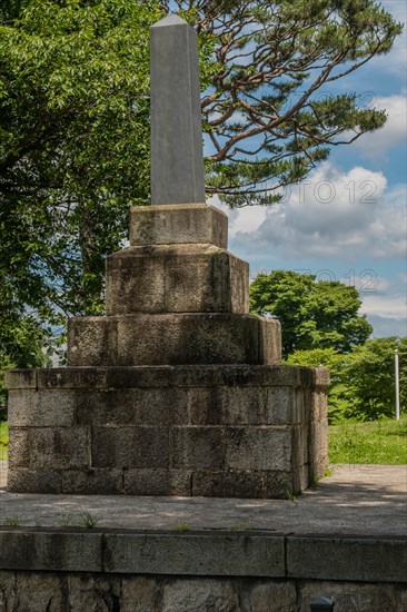 Anti-Japanese Loyal Army Memorial Stele located in park in Hongseongeup, South Korea, Asia