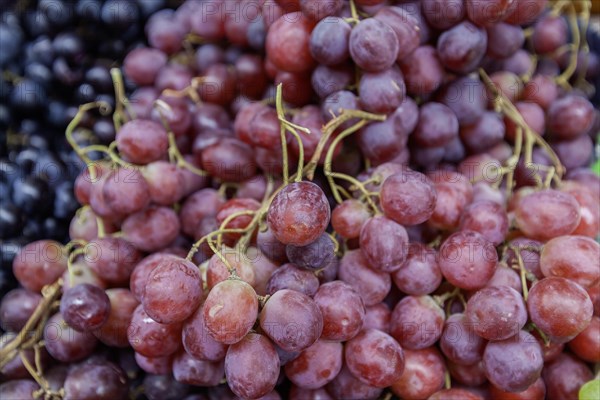 Grapes, weekly market market, market day, Simone sul Garda, Lake Garda, Lake Garda mountains, Province of Brescia, Lombardy, Italy, Europe