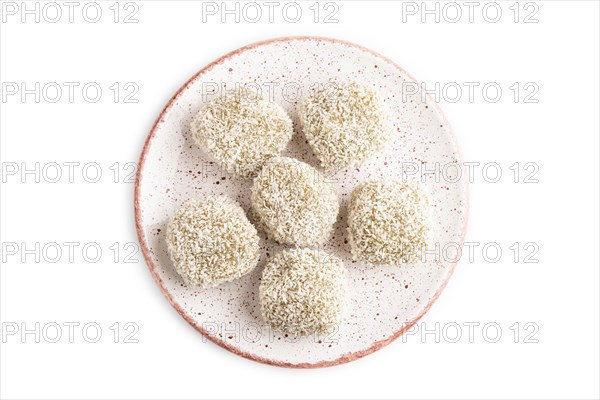 Japanese rice sweet buns mochi filled with pandan jam isolated on white background. top view, flat lay, close up