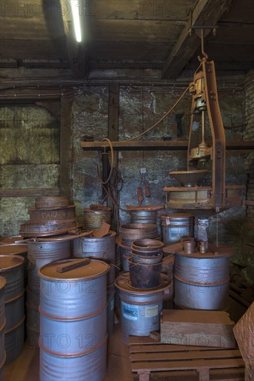 Bronze powder production room with filling plant in a metal powder mill, founded around 1900, Igensdorf, Upper Franconia, Bavaria, Germany, metal, factory, Europe