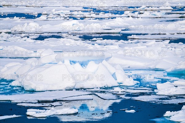 Drift ice in the arctic sea in the summer, Svalbard