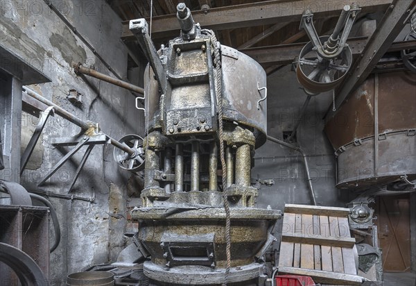 Zinc powder production room in a metal powder mill, founded around 1900, Igensdorf, Upper Franconia, Bavaria, Germany, Europe