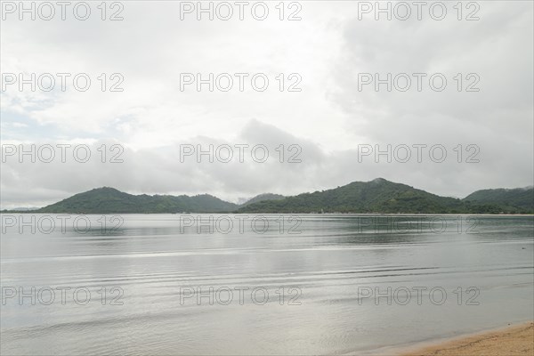 Lombok and Gili Air islands, overcast, cloudy day, sky and sea. Vacation, travel, tropics concept, no people