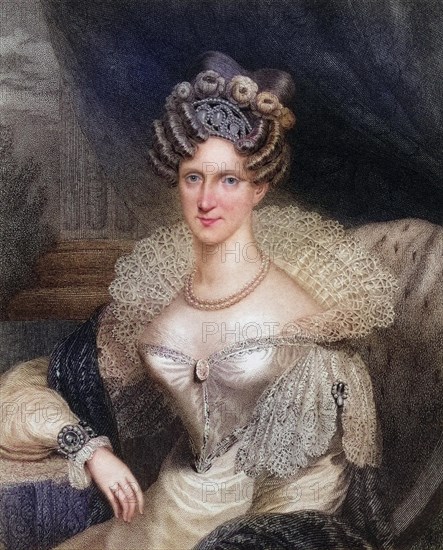 Amelia Adelaide Louise Therese Caroline of Saxe-Coburg Meiningen 1792 to 1849 Aunt of Queen Victoria, Queen of William IV of England, Historical, digitally restored reproduction from a 19th century original, Record date not stated