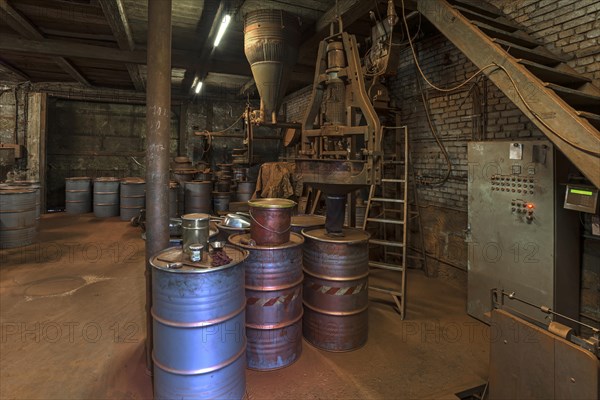 Bronze powder production room with filling plant in a metal powder mill, founded around 1900, Igensdorf, Upper Franconia, Bavaria, Germany, metal, factory, Europe