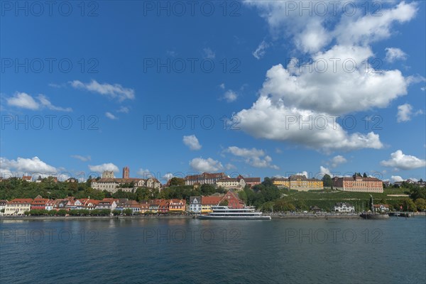 Meersburg on Lake Constance, townscape, residential castle, new castle, state winery, lakeside promenade, passenger ship, vineyard, Baden-Württemberg, Germany, Europe