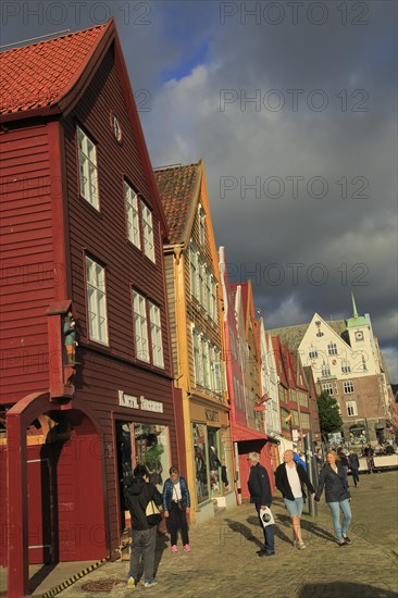 Historic Hanseatic League wooden buildings Bryggen area, Bergen, Norway UNESCO World Cultural Heritage site
