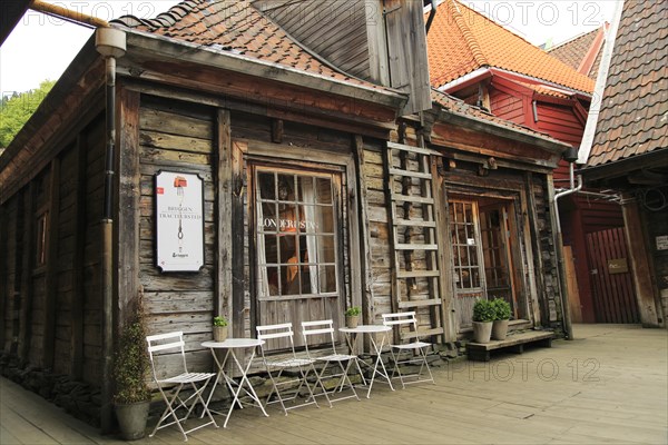 Historic Hanseatic League wooden buildings Bryggen area, Bergen, Norway UNESCO World Cultural Heritage site