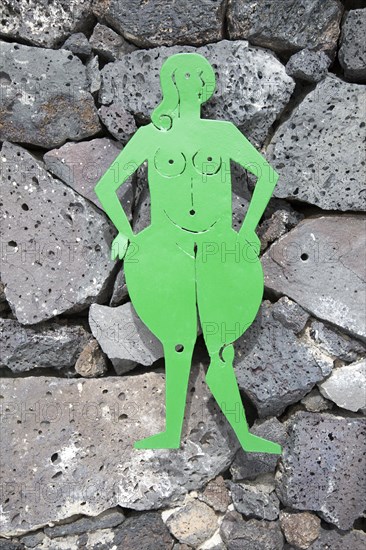 Female toilet sign, Fundación César Manrique, Taro de Tahíche, Lanzarote, Canary islands, Spain, Europe