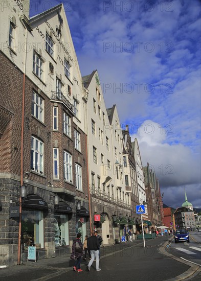 Historic buildings in Bryggen area, city centre of Bergen, Norway, Europe