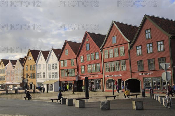 Historic Hanseatic League wooden buildings Bryggen area, Bergen, Norway UNESCO World Cultural Heritage site