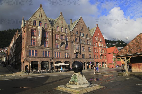 Historic buildings in Bryggen area, city centre of Bergen, Norway, Europe