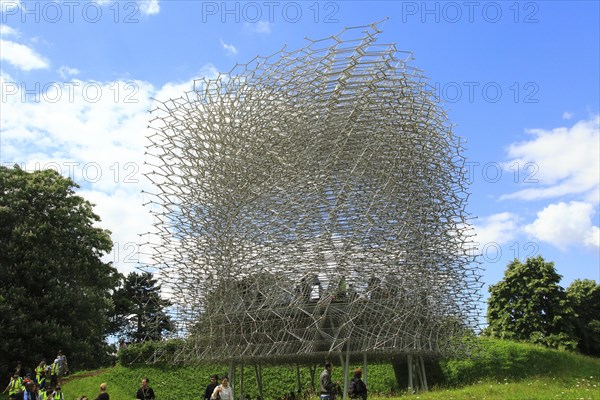 The Hive artwork sculpture at Royal Botanic Gardens, Kew, London, England, UK designed by Wolfgang Buttress