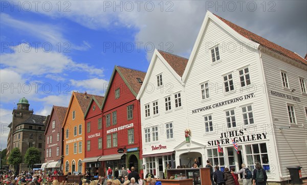 Historic Hanseatic League wooden buildings Bryggen area, Bergen, Norway UNESCO World Cultural Heritage site