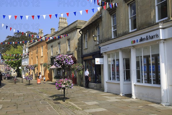Historic buildings in town of Corsham, Wiltshire, England, UK