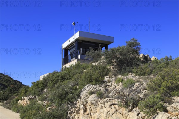 Fire watch look-out tower, mountain peak near Coll de Rates, Tarbena, Marina Alta, Alicante province, Spain, Europe
