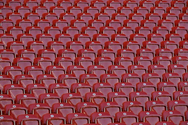 Red seats, seats, empty, MHPArena, MHP Arena Stuttgart, Baden-Württemberg, Germany, Europe