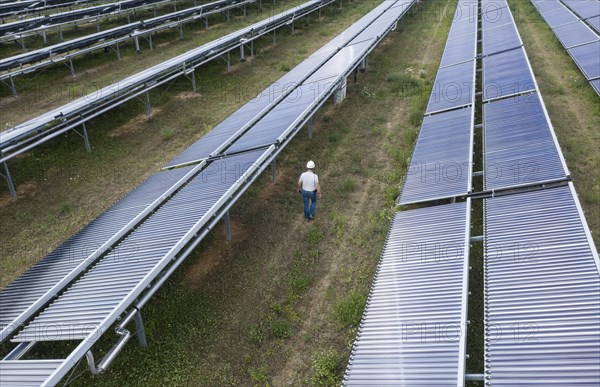 Aerial view of the solar thermal power plant of Energie und Wasser Potsdam, EWP GmbH, 21 July 2022