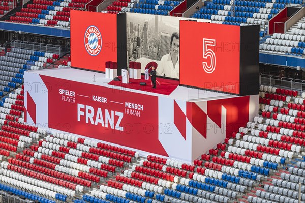 Tenor Jonas Kaufmann sings at the memorial service, FC Bayern Munich funeral service for Franz Beckenbauer, Allianz Arena, Fröttmaning, Munich, Upper Bavaria, Bavaria