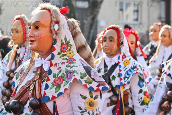 Gschell with fox tail of the Schömberg Fools Guild, parade of the Swabian-Alemannic Fasnet in Villingen-Schwenningen, Baden-Württemberg, Germany, Europe