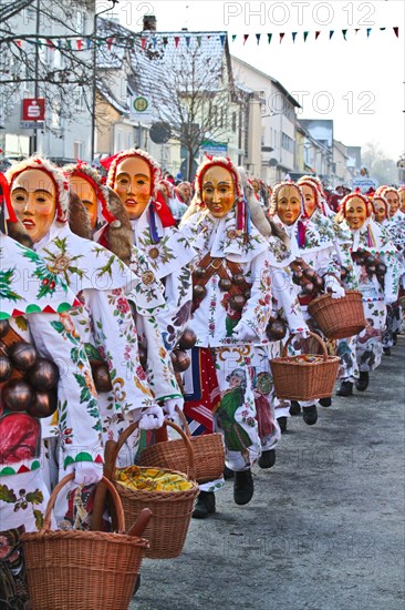 Gschell with fox tail of the Schömberg Fools Guild, parade of the Swabian-Alemannic Fasnet in Villingen-Schwenningen, Baden-Württemberg, Germany, Europe