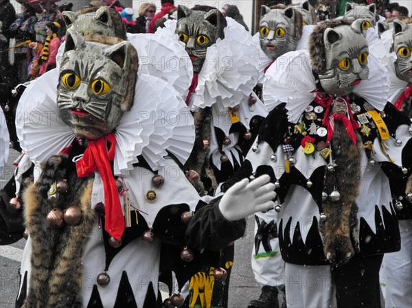 Cat figure, parade of the Swabian-Alemannic carnival in Villingen-Schwenningen, Baden-Württemberg, Germany, Europe