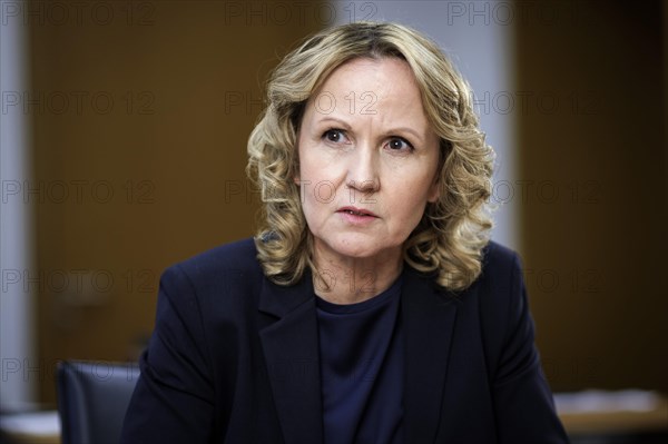 Steffi Lemke, Federal Minister for the Environment, Nature Conservation, Nuclear Safety and Consumer Protection (Alliance 90/The Greens), recorded during an interview in Berlin, 11 January 2024
