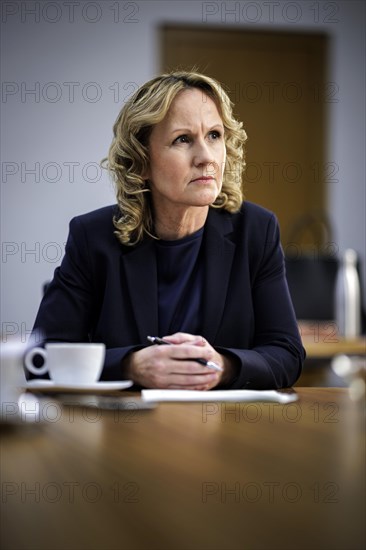 Steffi Lemke, Federal Minister for the Environment, Nature Conservation, Nuclear Safety and Consumer Protection (Alliance 90/The Greens), recorded during an interview in Berlin, 11 January 2024
