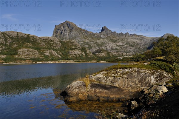 The peaks of Blokktinden from Stromsvik, north-west Norway