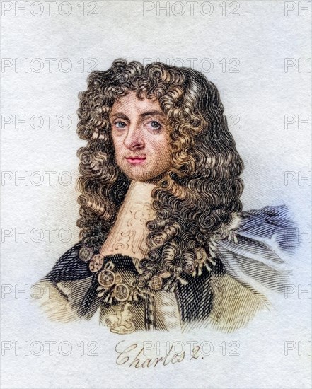 Charles II alias The Merry Monarch 1630-1685 King of Great Britain and Ireland from the book Crabbs Historical Dictionary from 1825, Historical, digitally restored reproduction from a 19th century original, Record date not stated